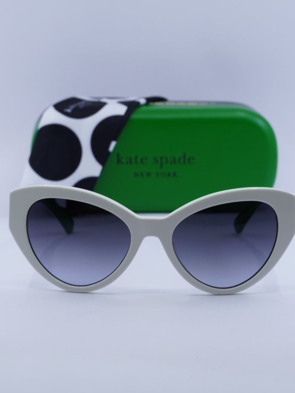 Kate Spade PAISLEIGH/S 0VK6 9O Cat Eye Sunglasses - White/Green\Dark Grey - Picture 2 of 10